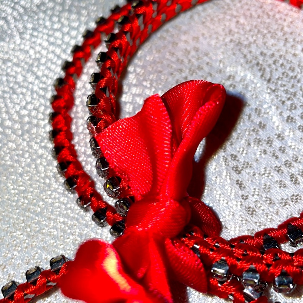 The Limited Rhinestone Stacking Bangles with Red Thread - Picture 3 of 4